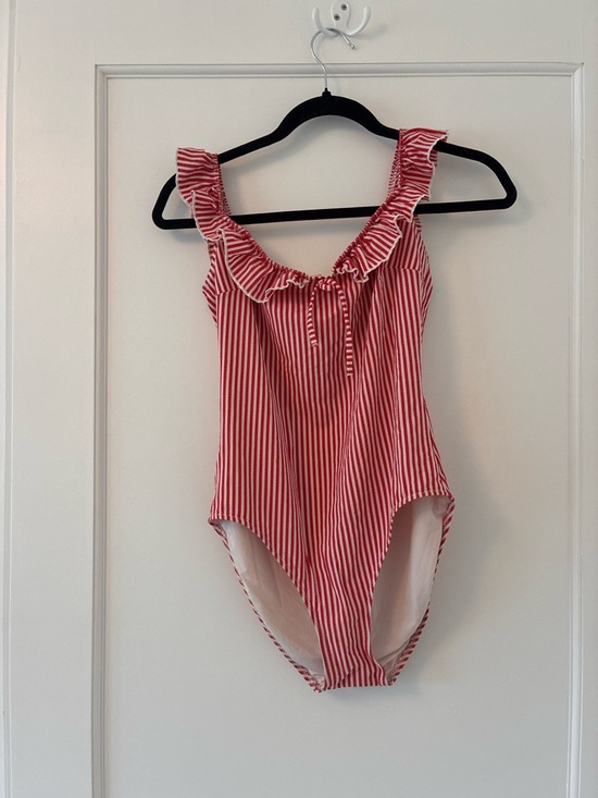 SOLID & STRIPED Other - SOLID & STRIPED Red and White Striped One-Piece Swimsuit